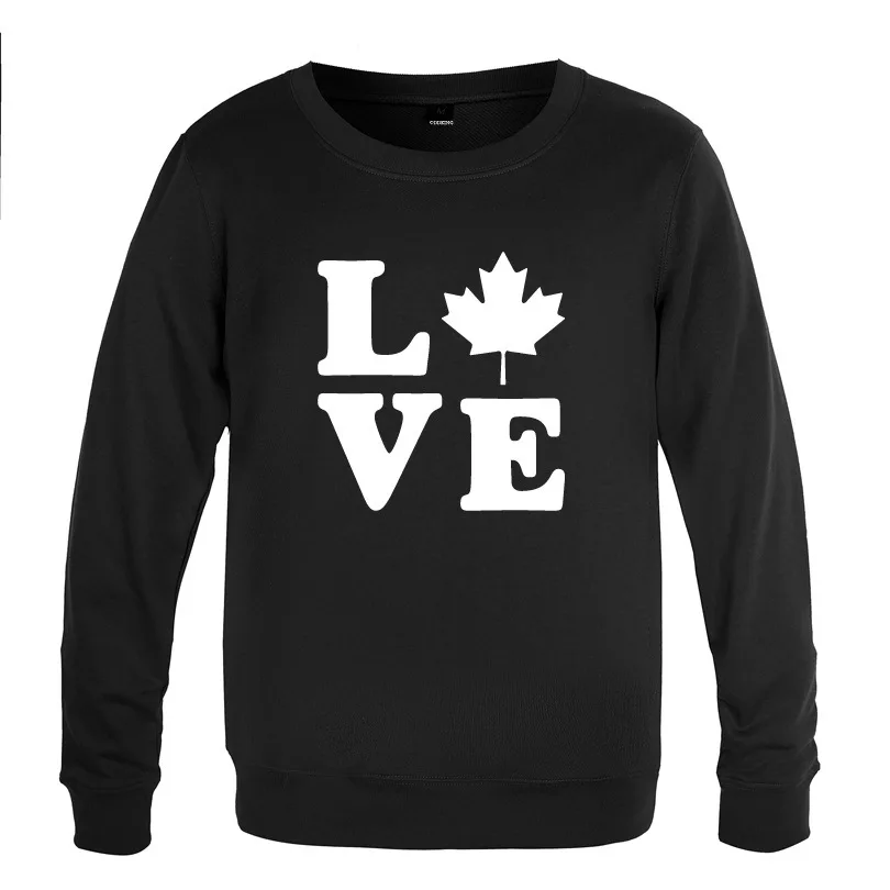 

Canada LOVE Canadian Maple Leaf Sweatshirts Men Spring Autumn Long Sleeve O-Neck Pullover Casual Man Streetwear Fitness Hoody