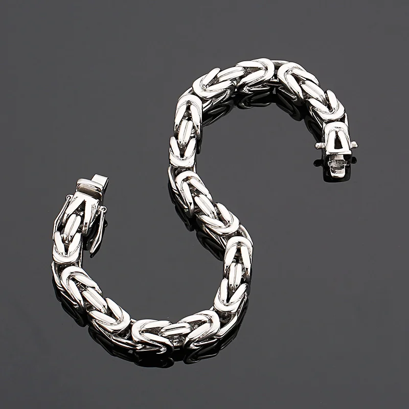 8/10/12mm Vintage Braided Stainless Steel Double Byzantine Chain Long Bracelets Set Rocker Heavy Massive Hand Jewellery