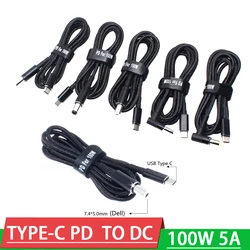 100W 5A TYPE-C PD do DC 5521 5525 745.0 4530 wabik wyzwalania kabel zasilający USB PD giętki przewód 20V ładowania ładowarka do notebooka