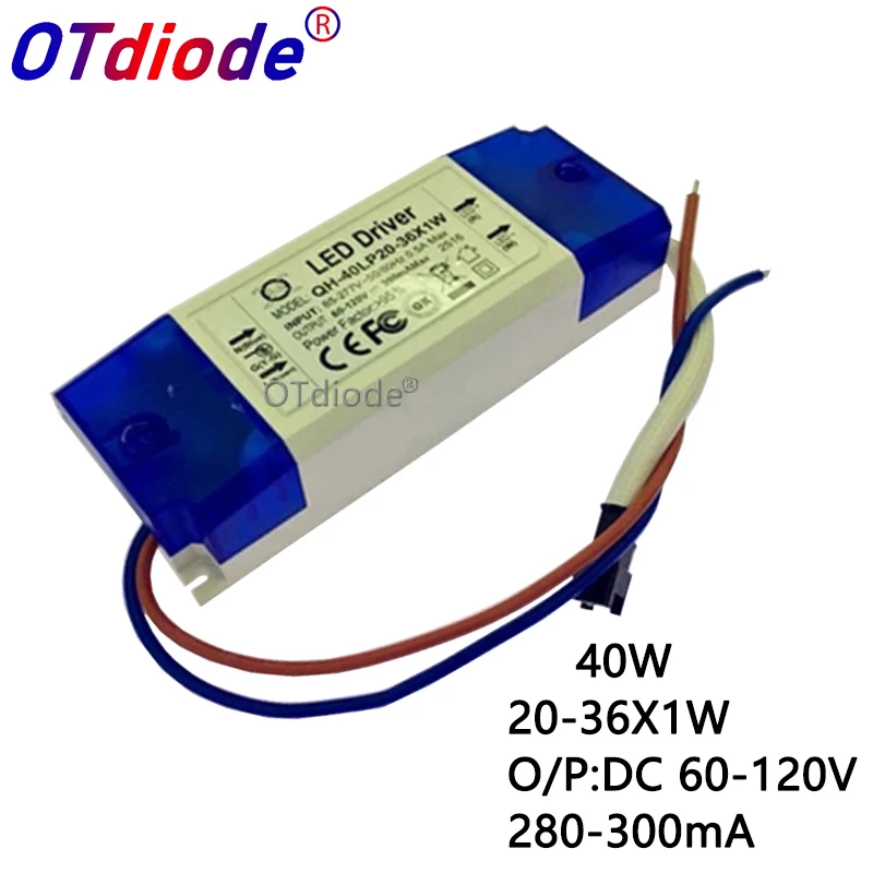 5pcs 20W 30W 40W LED Driver 20-36x1W 300mA DC60-120V High Power LED Powr Supply For Floodlight 10 orders