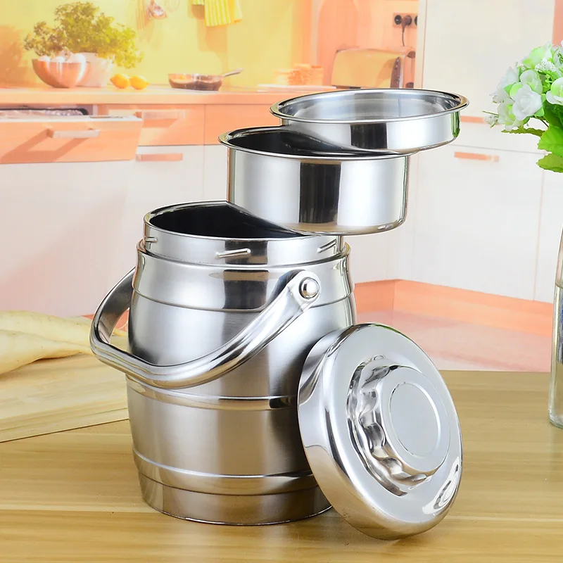 1.6L/2.4L Double-layer Vacuum Lunch Box Picnic Stainless Steel Food Heat Preservation Pot