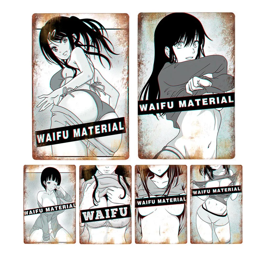 Plaque Métallique Hentai Sexy Girls Une Décoration Murale Originale pour Bar, Club ou Cave à Homme