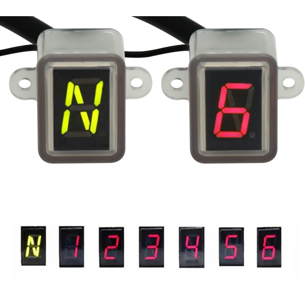 Motorcycle Speedometer Electronic for Motorcycle Dashboard 6 Speed Display Digital LED Light Neutral Gear Indicator Display