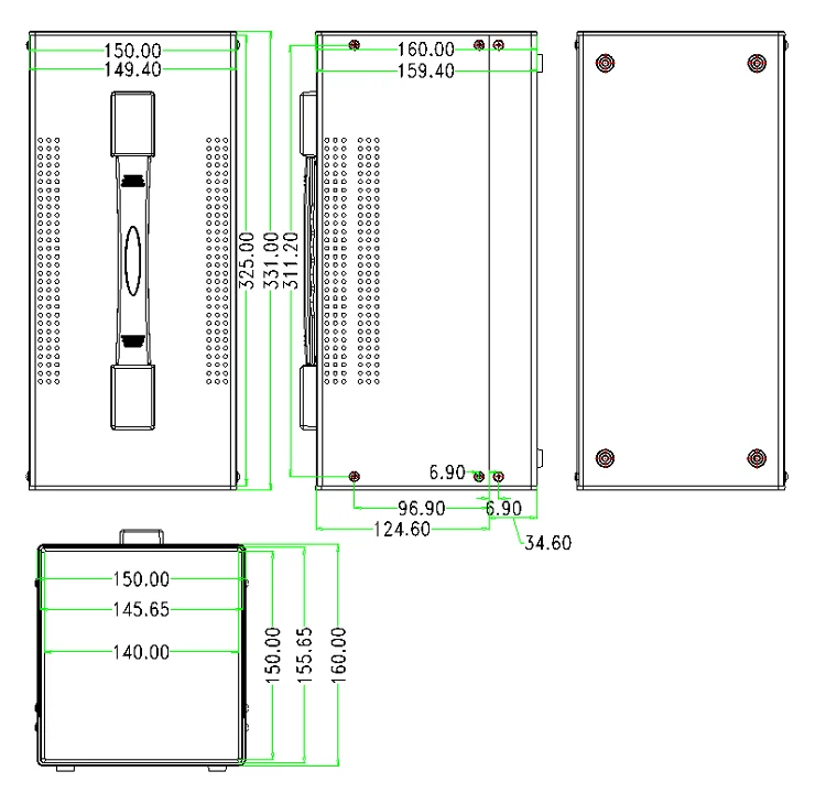 電気アンプハウジング,日曜大工の楽器ケース,鉄のpcbジャンクションボックス,金属ボックス,325x160x150mm