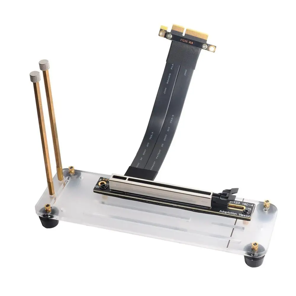 PCI-E 3.0 GEN3 4x إلى 16X الناهض تمديد كابل x4 x16 PCIe بطاقة جرافيكس عمودي مسنده قوس وحدة معالجة الرسومات وحامل المواجهة