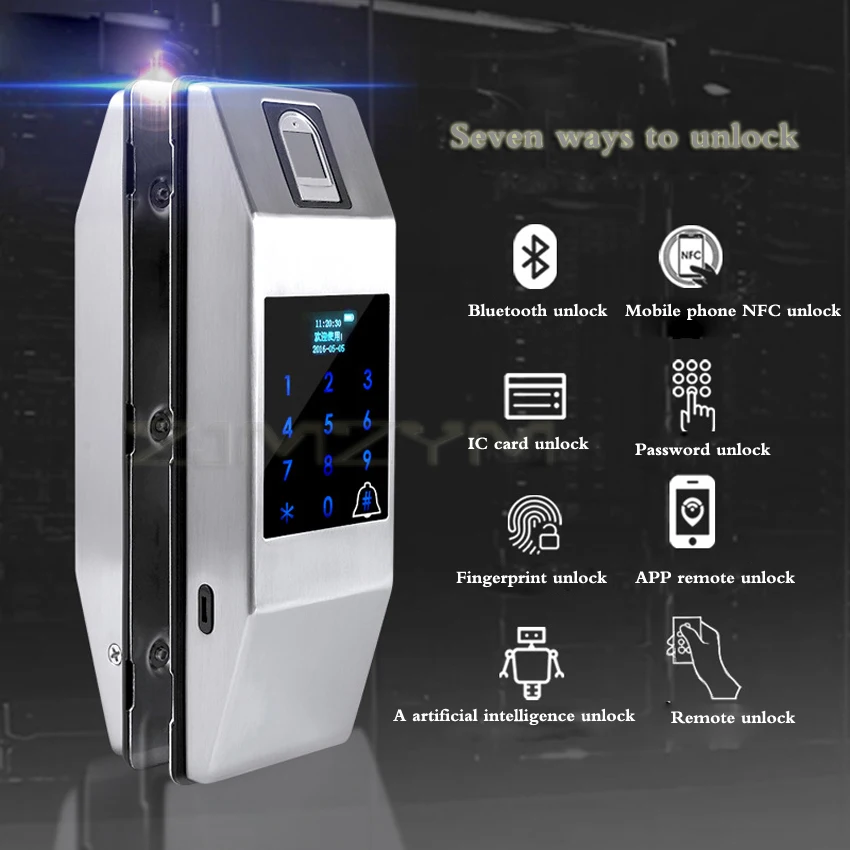 

Glass Door HD LCD Screen Fingerprint Password LockSingle/Double Opening Sliding Sliding Door With Doorbell Smart Electronic Lock