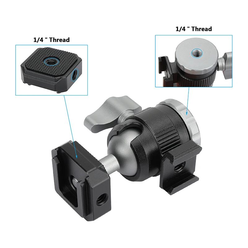 CAMVATE Многофункциональный фонарь с поворотом на 360 ° и углом наклона 90 ° с винтовым соединителем 1/4 дюйма и двойными креплениями для штатива камеры