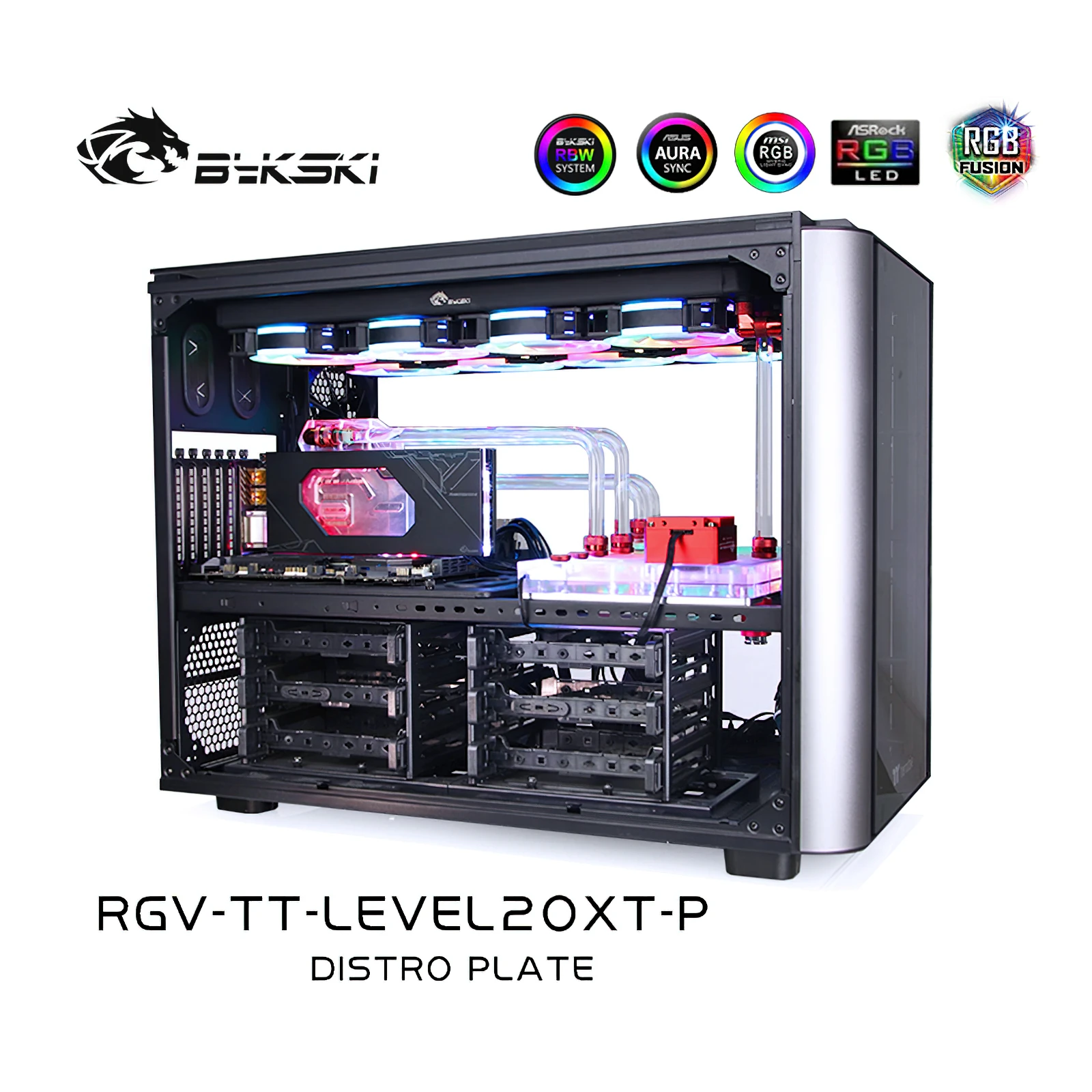 Imagem -03 - Bykski Rgb Distro Placa de Resfriamento Água Reservatório para Thermaltake tt Level20 xt Chassi Reservatório Rgv-tt-level20xt-p