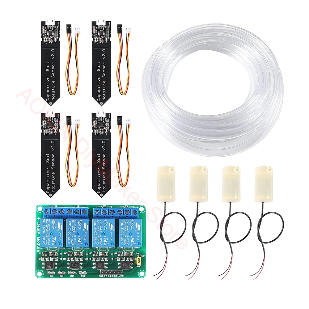Automatic Irrigation DIY Kit Self Watering System for Garden Plant with Capacitive Soil Moisture Sensor+ Water Pump+Relay Module
