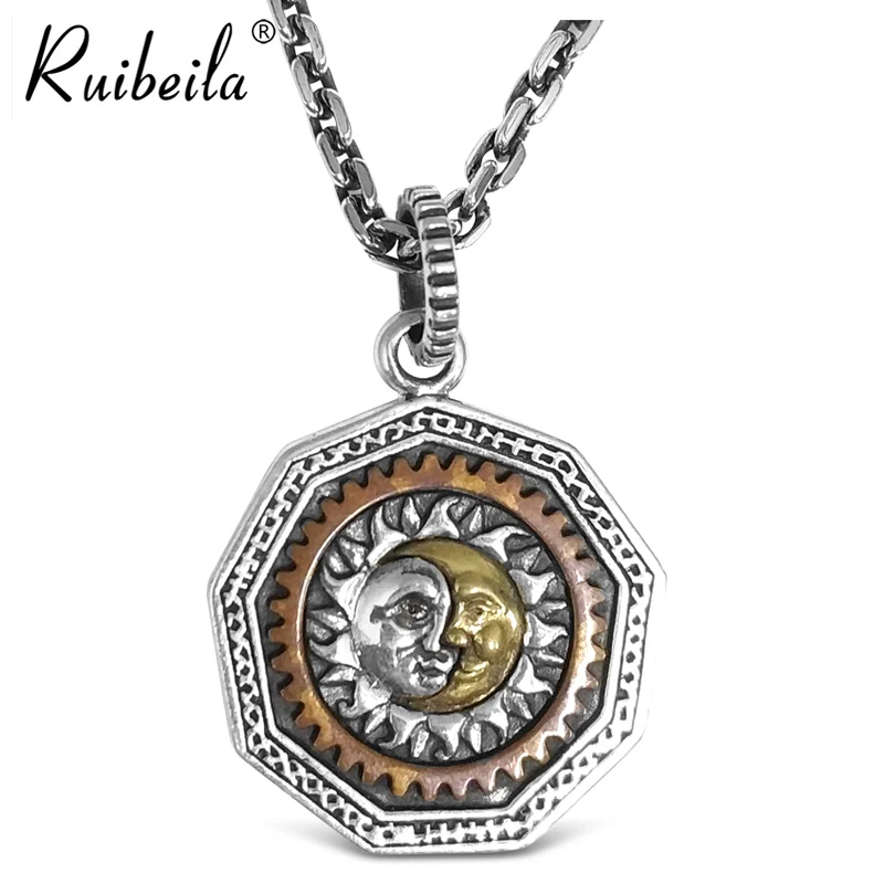 Ruibeila fashion 925 silver moon sun god pendant eye of God Hip Hop Gear men necklace trend jewelry jewelry gift