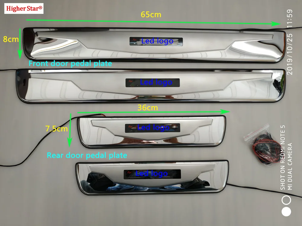 4pcs Stainless steel car door sills decorative plate,pedal protection bar with Led light logo for Honda Accord 7th 2003-2007