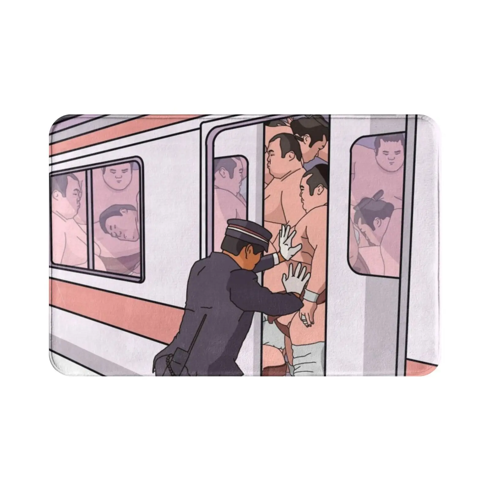 Sumo Wrestlers In Tokyo Carpet Mat Rug Cushion Soft Non-Slip Sumo Wrestler Tokyo Japan Metro Jr