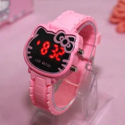 Kids Watches Children's Fashion Watch Girl Cartoon Waterproof Cute KT Cat LED Glowing Child Student Girl Electronic Watch