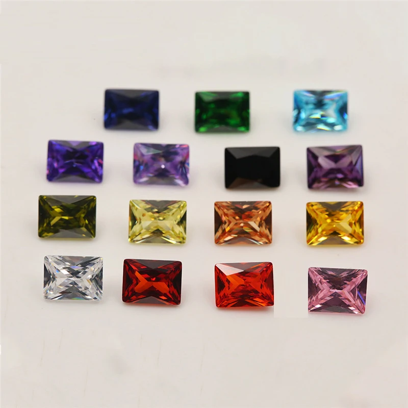 15 Colors/Lot AAAAA Rectangle Cubic Zirconia Stone 4x8~7x14mm Brilliant Cut Loose Synthetic Gems Beads For Jewelry DIY Making