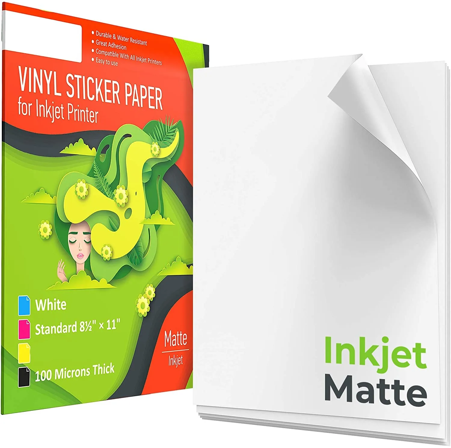 50 Sheets A4  Vinyl Sticker Paper for Inkjet Printer Matte White Self Adhesive Stickers Label Waterproof Decal Paper Sheet