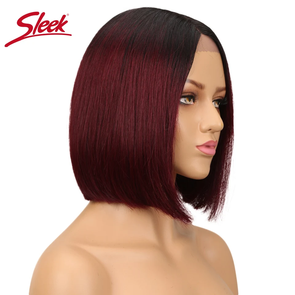 Sleek Lace front Human Hair Wigs Peruvian Straight Natural Human Hair Ombre Color 27#/30#/99J BOB Remy Hair Wigs парики женские