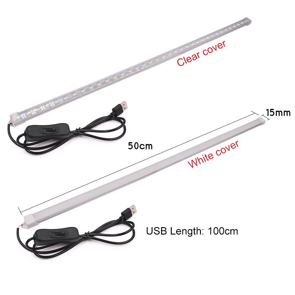 DC 5V USB LED Bar Lights with Switch 35 40 50cm LED Rigid Strip Light 3000K 4000K 6000K for Room Kitchen Under Cabinet Lighting