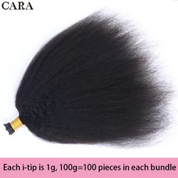 Microlinks Hair Extensions Human Hair Bundles Brazilian Kinky Straight I Tip Human Hair Extensions For Black Women Remy HairCARA