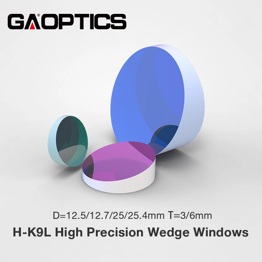 High Precision K9 Glass Wedge Windows Dia.12.5mm /12.7mm/25m/25.4mm Thickness 3mm/6mm