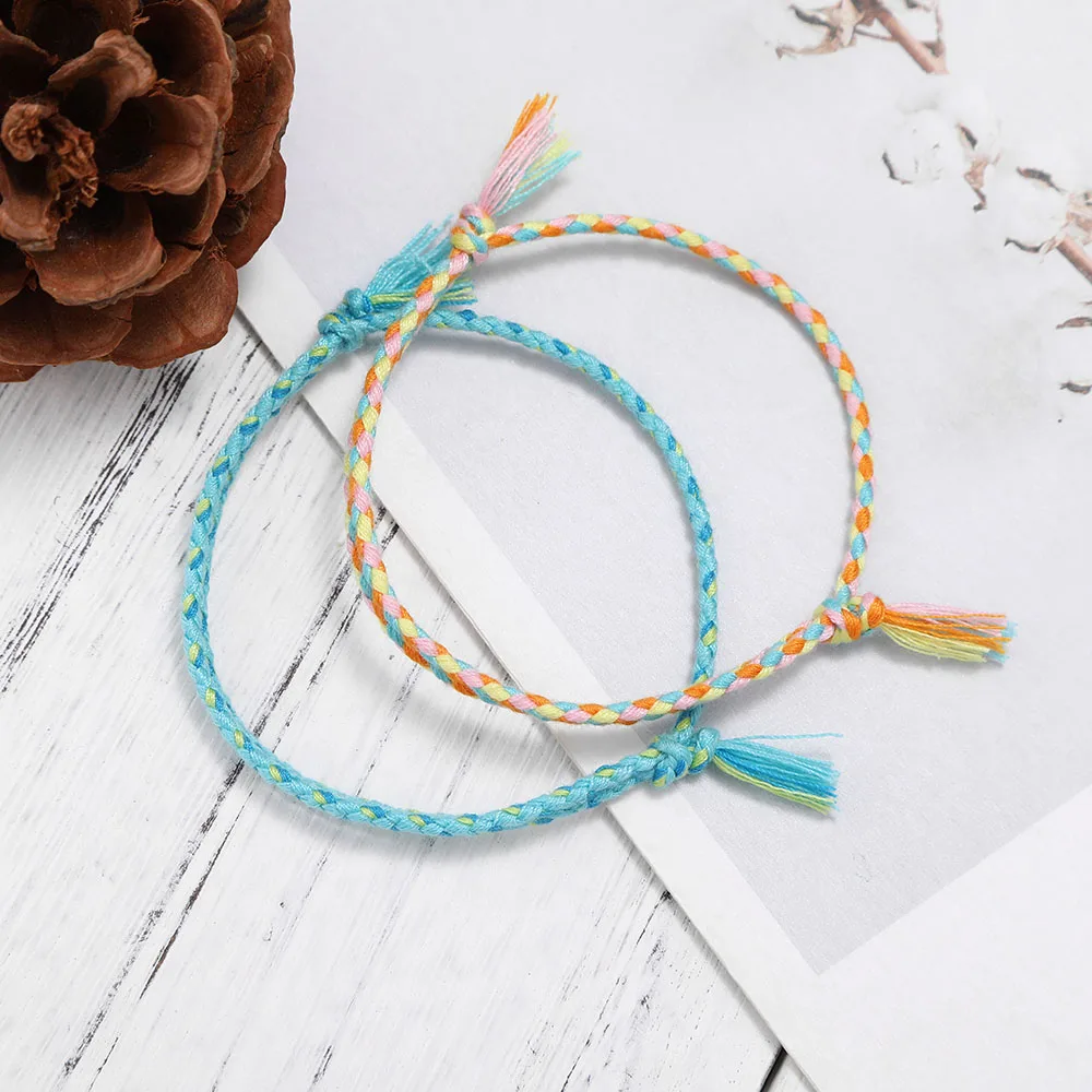 Meetvii Lucky Tibetan String Bracelets & Bangles for Women Men Handmade Tassel Knots Thread Rope Bracelet Ethnic Jewelry