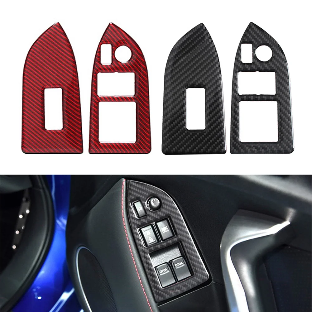 

2Pcs Carbon Fiber Car Interior Window Switch Button Cover Trim Sticker For Subaru BRZ Toyota 86 RHD