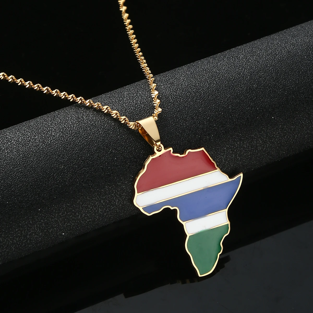 Country Gambia Map Flag Necklace Pendants Gold Color Jewelry Gambian Item Gift