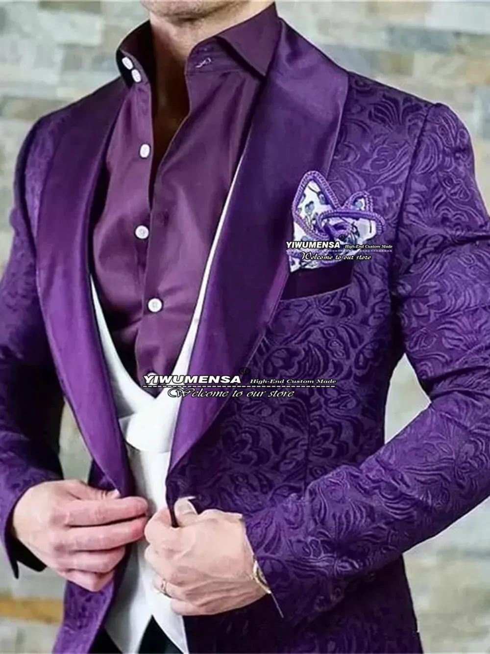 Traje Floral Burdeos para hombre, Blazer de fiesta de graduación con solapa negra personalizada, esmoquin para novio, 2024