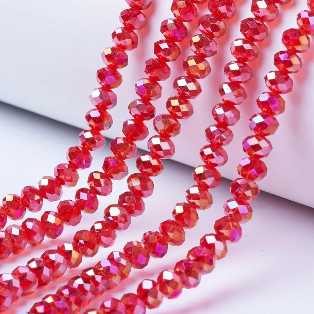 10 Strands AB Color Plated Electroplate Glass Beads Strands Faceted Rondelle 4x3mm 6x5mm