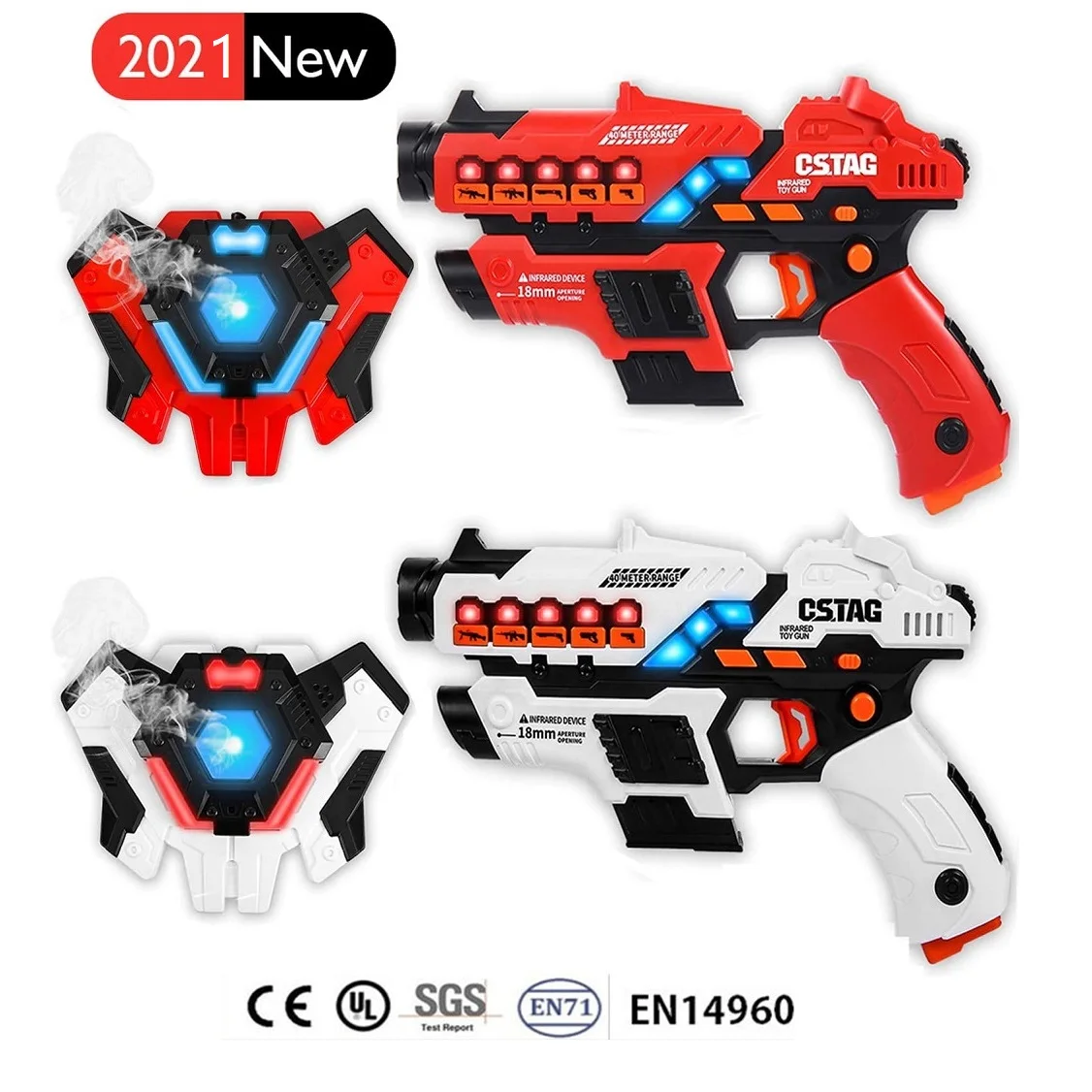 Laser Tag Guns for Kids Laser Gun Game Vests Set of 2 Multiple-Weapon  for Family Boys Girl Indoor and Outdoor Group Activity