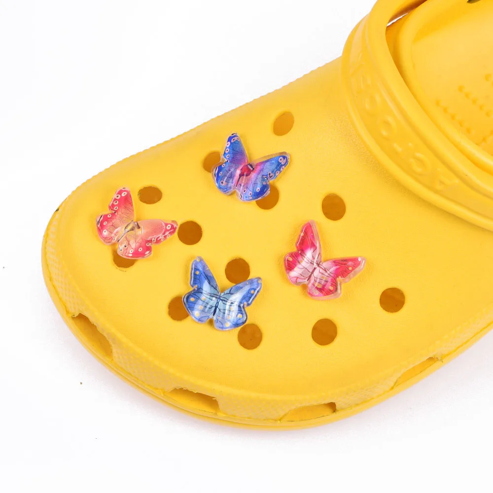 Hot Selling 1 Pcs Shoes Charms Metal Crown Rabbit Sunflower Shoe Decorations Resin Colorful Butterfly Bracelet Accessories