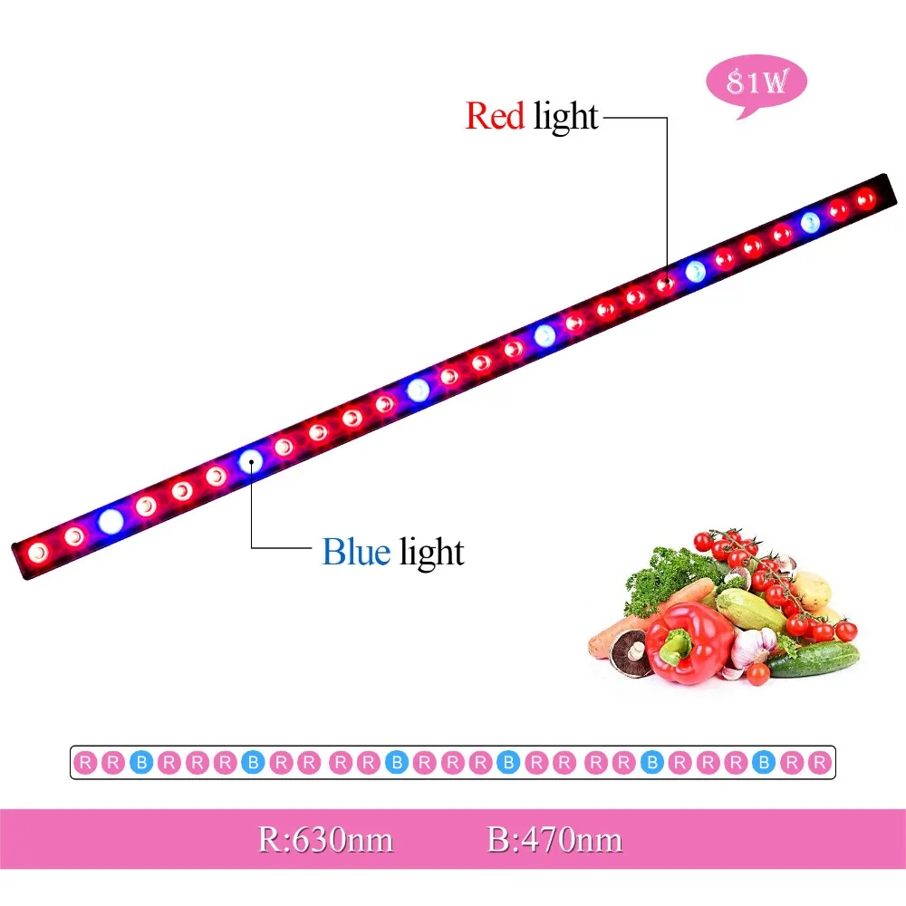 54W/81W/108W Waterproof Led Grow Light Bar strip lamp for Greenhouse Hydroponics Indoor  Commercial Plant Veg Flower Grow Tent