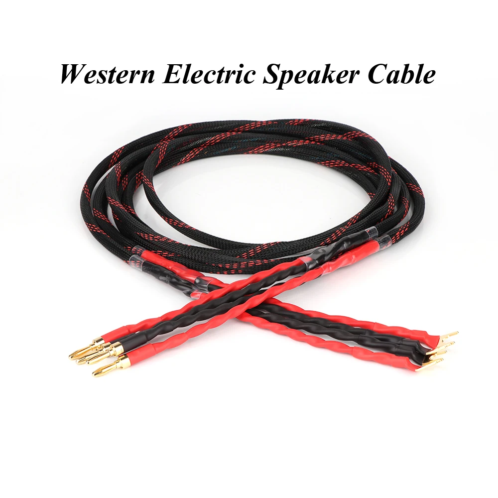 Yter HI-End Western Electric Speaker Cable HIFI Audiophile Cable banana to Spade Biwire speaker cable HIFI