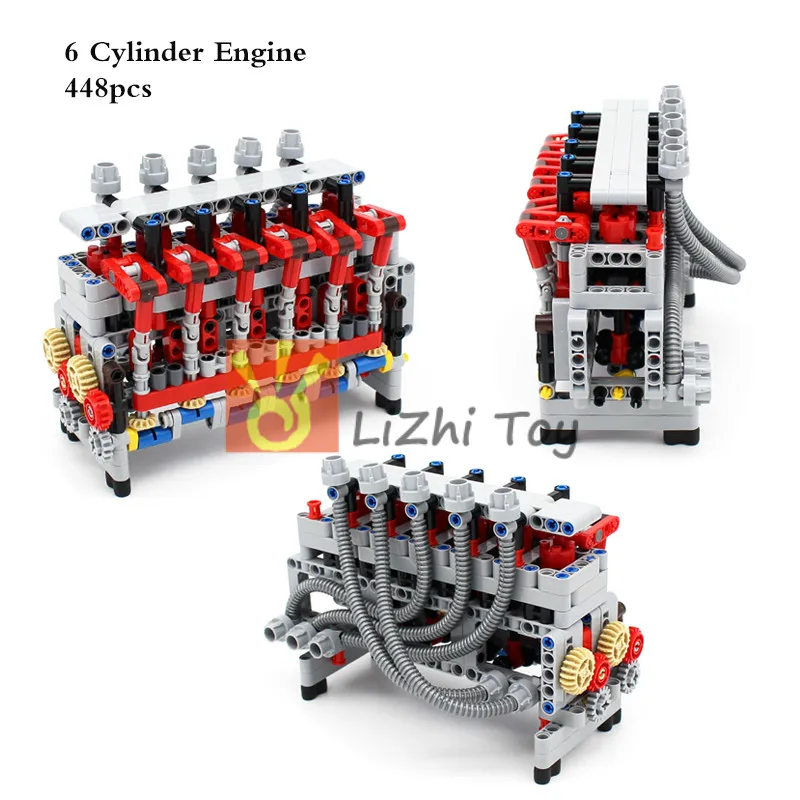 V42 Engine Technology Mechanical Group Engine V16 Cylinder MOC Brick Assembly Model Building Blocks Compatible with MOC Cars