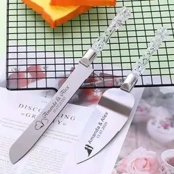 Juego de cuchillos de acero inoxidable personalizable para pastel de boda, pala, cuchillo de Pizza, espátula, cuchillo de pan de postre, fiesta de cumpleaños