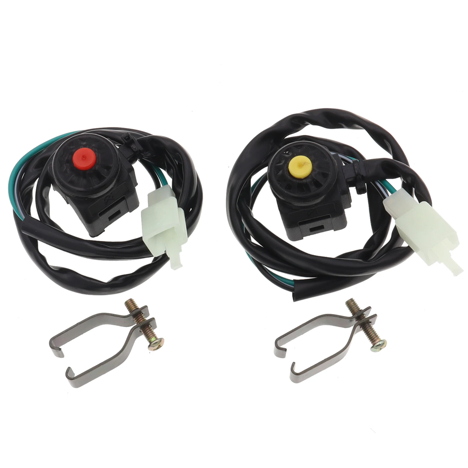 2Pcs Red Yellow Start Horn Kill Off Stop Switch Button for ATV Motorcycle Dual Sport Dirt Quad Motorbike