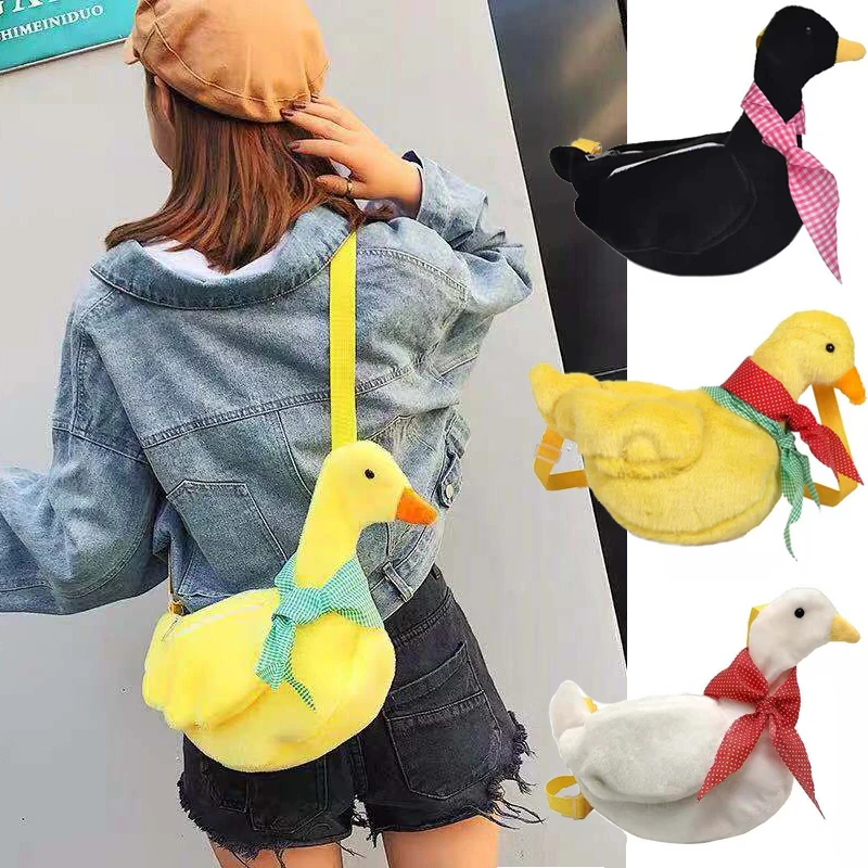 2021 Dolls Duck Plush Purse Kids Girls Bags for Women Messengers Bags Handbag Cartoon Animals Shape Crossbody Bags Shoulder Bag
