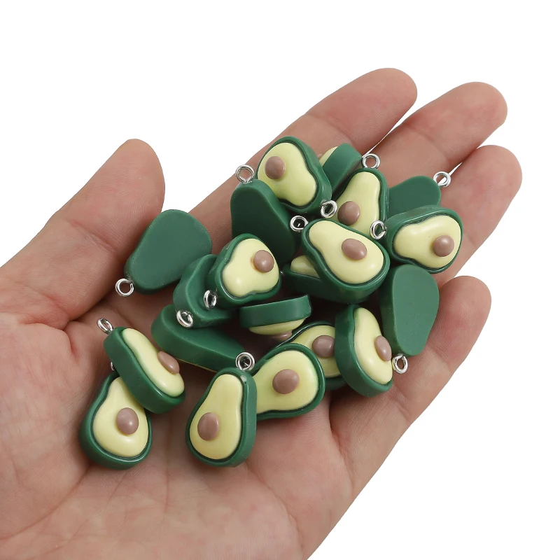 10Pcs Resin Avocado Charms Fruit Pendants For DIY Earrings Keychain Jewelry Making Accessories Gift