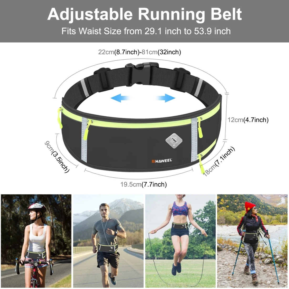 HAWEEL Running Bag Waist Bag Sports Phone Bag Men Women Waterproof Gym Bag Hold Water Cycling Phone Case Running Belt Portable