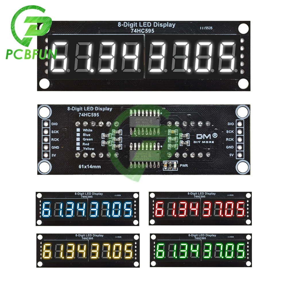 New 0.36 Inch 8-Digit Digital Display Tube Module 74HC595 7 Segments LED Display 4 Colors for Arduino 3-pin Digital I/O Module