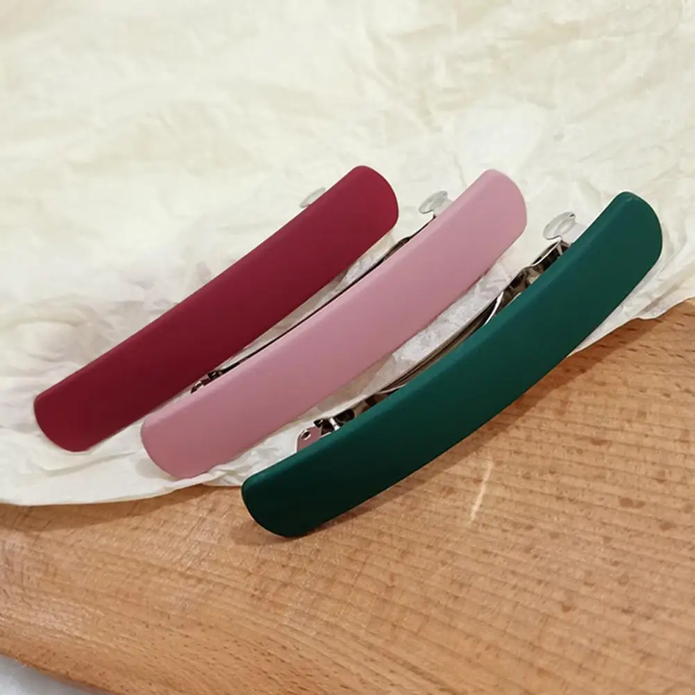 Fasten Tightly Solid Colors Hair Clip Comfortable Anti-Slip Lightweight Korean Style Retro Wild Elegant Spring Clip for Female