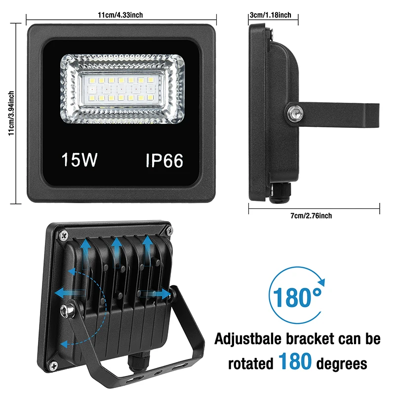 Imagem -06 - Impermeável Cor Mudando Holofote Led ao ar Livre Inteligente Luz de Inundação Grupo App Bluetooth 15w 85265v Ip66 Rgbw