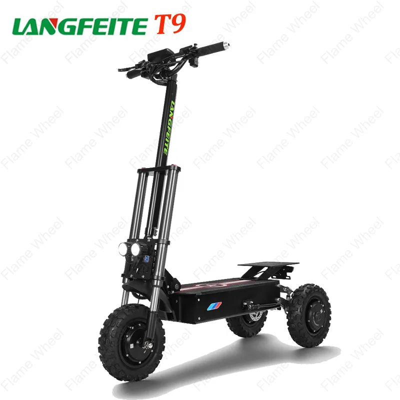 Newest Three Wheel Off Raod Electric scooter 11inch Three motor High Speed 60V 5400W hydraulic brake LANGFEITE T9 E-scooter