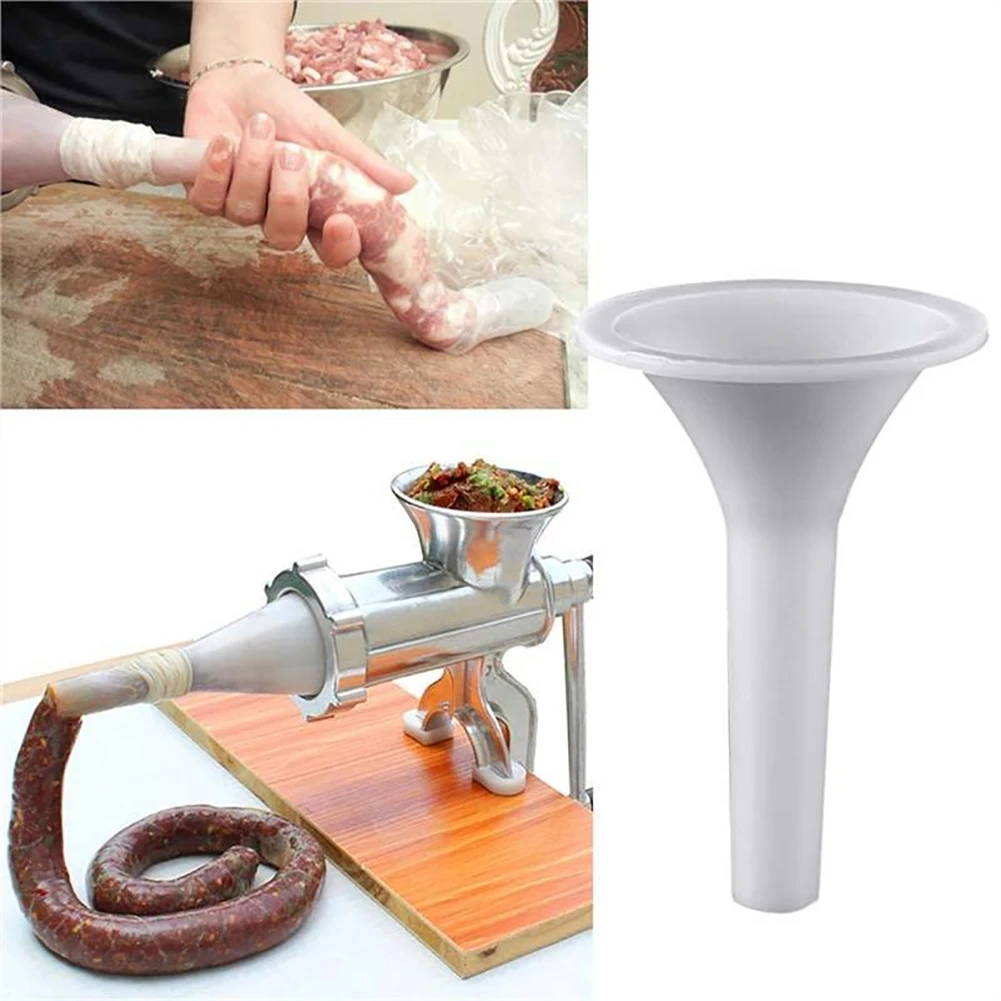 1Pc Manual Plastic Sausage Stuffer Filler Funnel Maker Tube for Meat Grinder