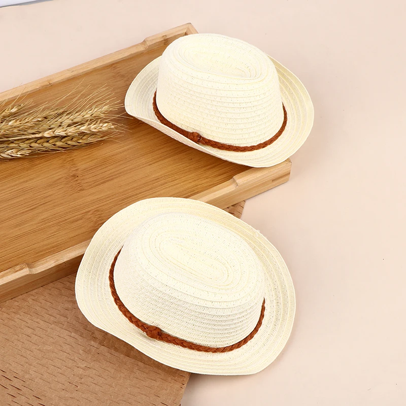 1PCS Rice White Hand-woven Straw Hat for 18 Inch Doll Accessories Kids Toys Gift