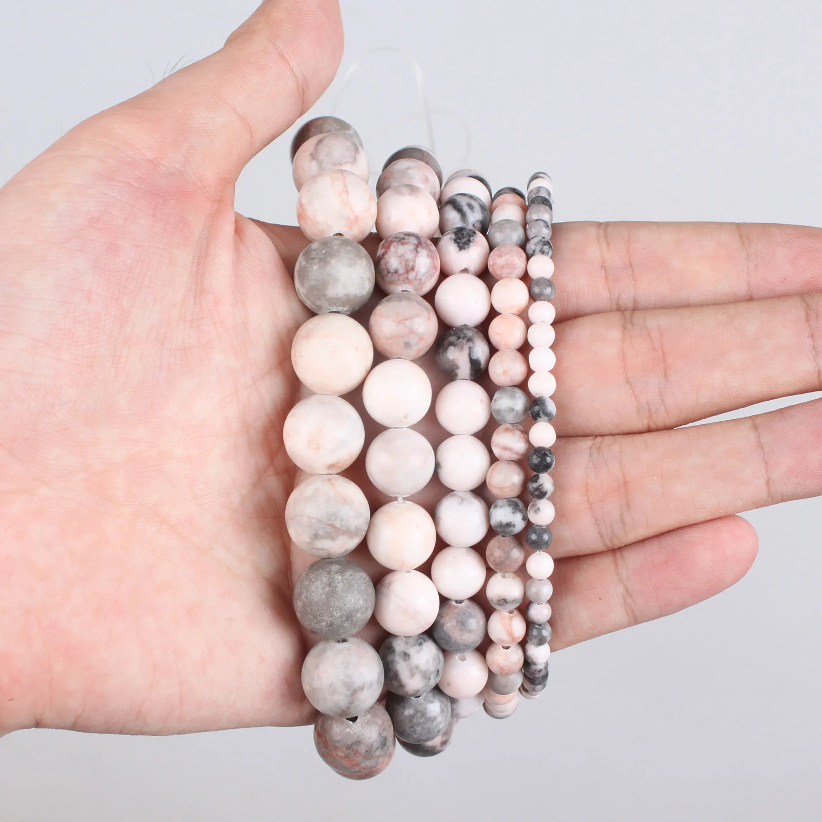 Natural Stone Beads Pink Zebra Jasper Zebra Stone Round Loose Beads 4 6 8 10 12mm Beads For Bracelets Necklace Jewelry Making