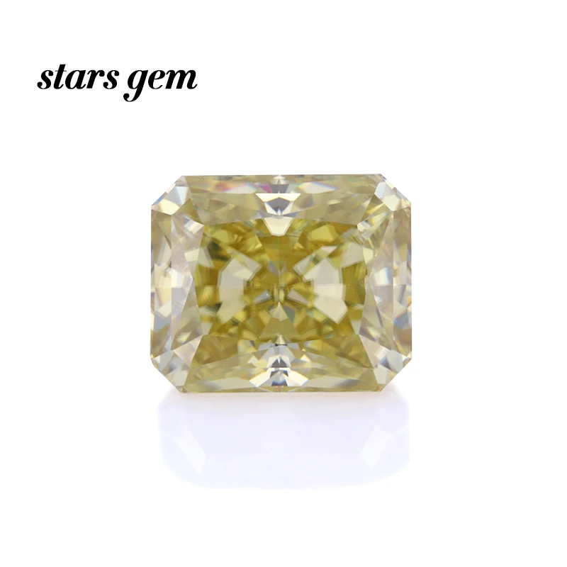 6x8mm 1.5 Carats Yellow Color Octagon Crushed Ice Cut Loose Moissanites Diamond For Ring Pendant Making