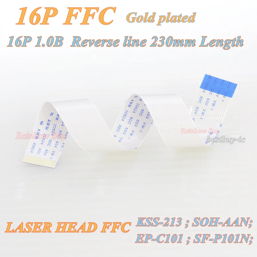 Câble plat plaqué or FFC pour ligne de tête laser 16P, longueur 135mm 230mm