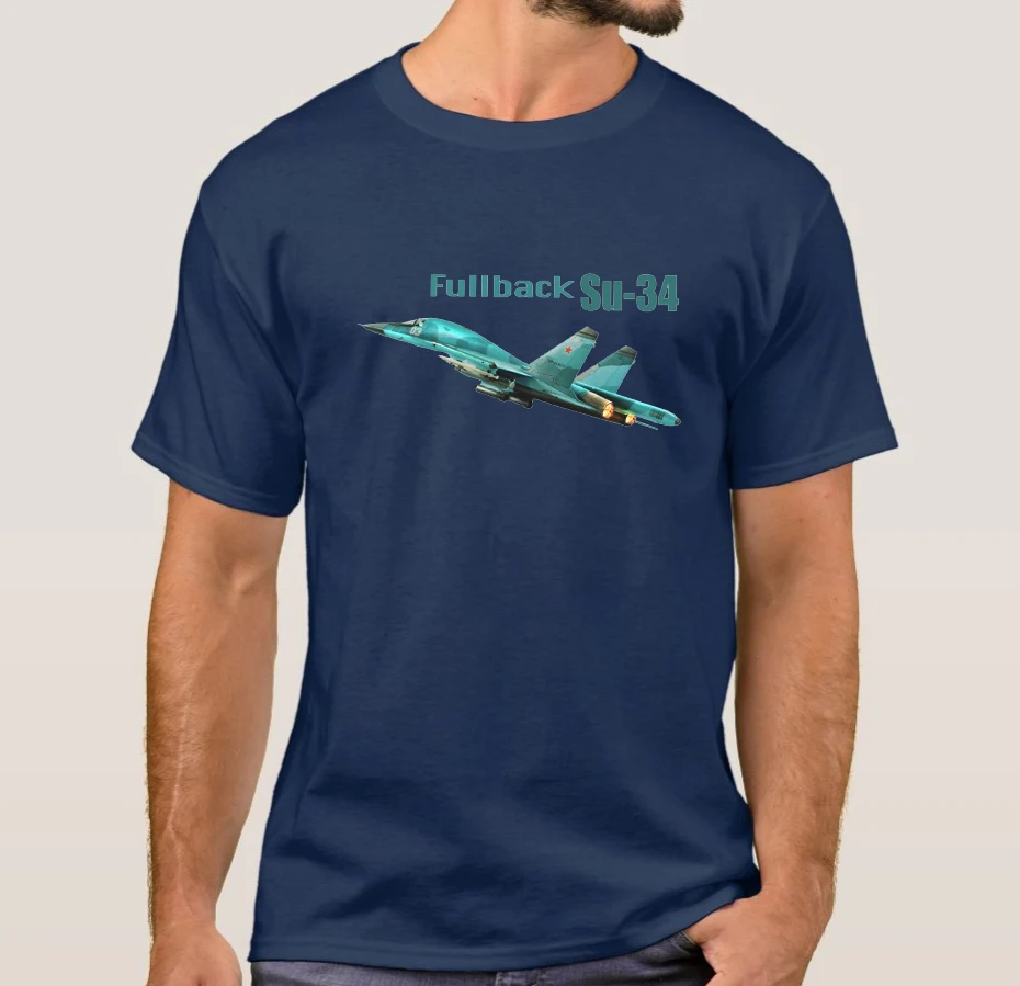 Soviet Union Russian Su-34 Fullback Fighter Bomber T-Shirt. Summer Cotton Short Sleeve O-Neck Mens T Shirt New S-3XL