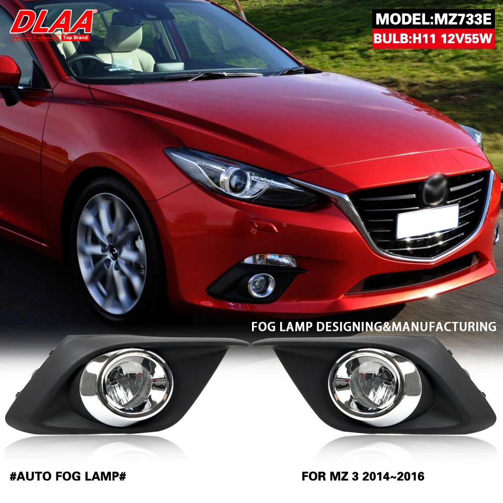 DLAA For Mazda 3 Axela 2014 2015 2016 Front Fog Lights Car Styling Spot Light Fog Lamps With Switch - 1 Pair