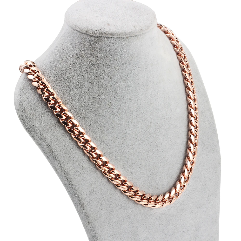 Men\'s Curb Cuban Necklace Chain Rose gold Stainless Steel Necklaces Accesories for Men women Punk Fashion Jewelry customizable